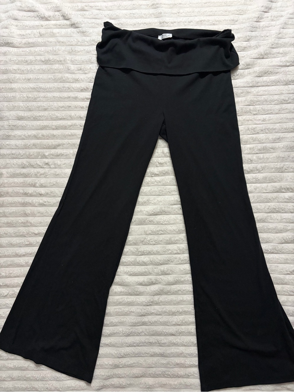 Ardene Black Fold-Over Waist Wide-Leg Pants
